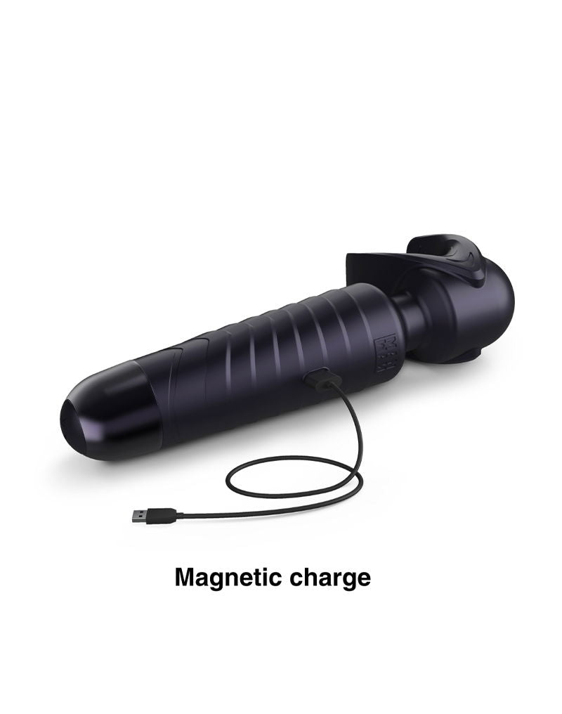 ManWan - Man.Wand EVO - Rechargeable Masturbator and Wand Vibrator - Black Plum-Erotiekvoordeel.nl
