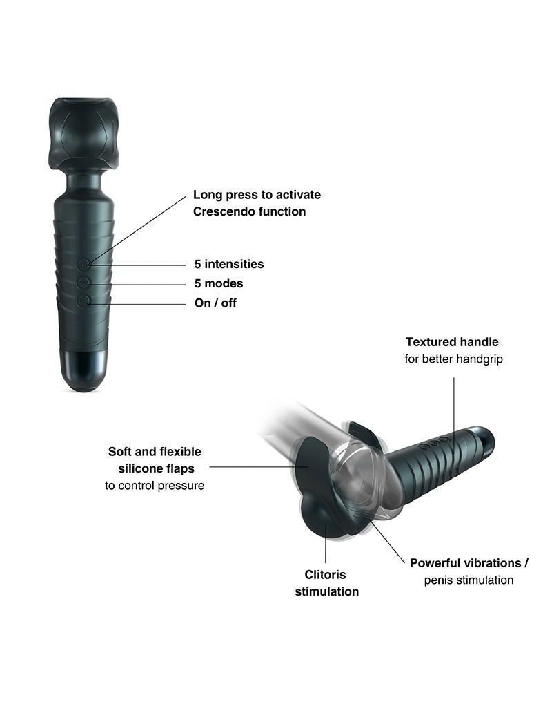 ManWan - Man.Wand EVO - Masturbateur rechargeable et vibromasseur à main - Gris pin-Erotiekvoordeel.nl