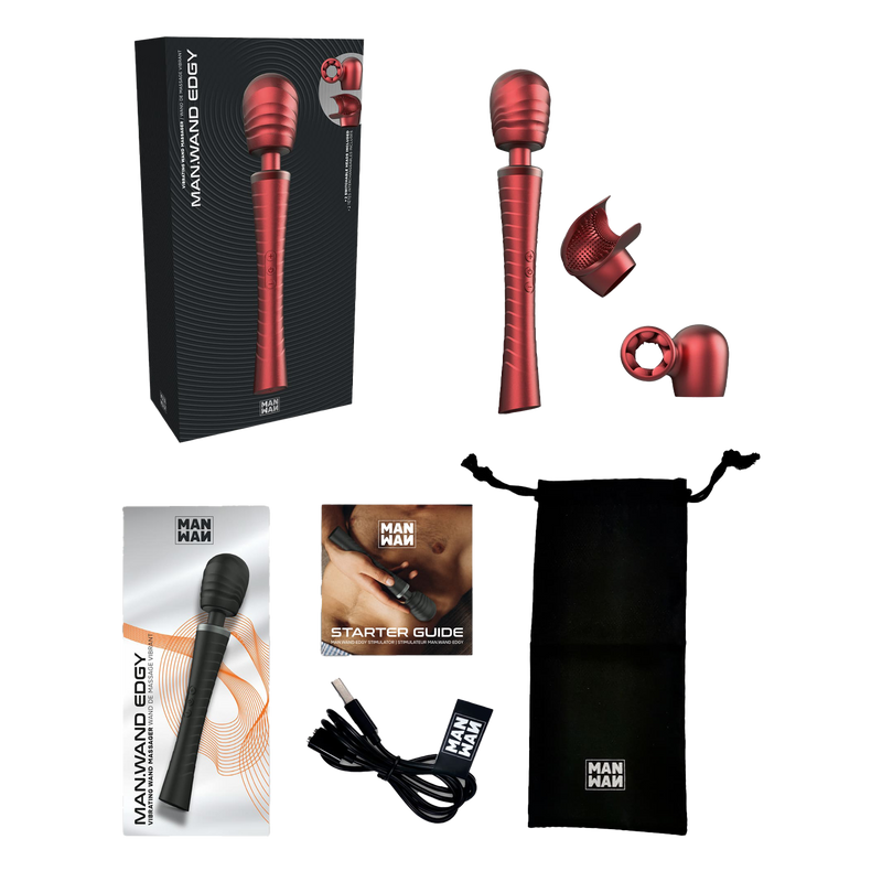 ManWan - Man.Wand Edgy - Wand Vibrator for Her & Him - Red Velvet-Erotiekvoordeel.nl
