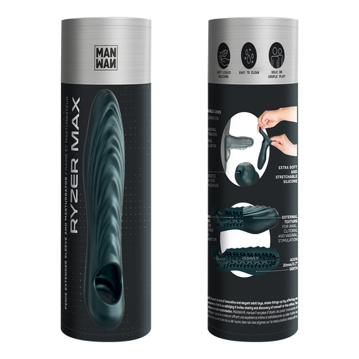 ManWan - Ryzer MAX - Penis Extender and Soft Masturbation Sleeve - Pine Grey-Erotiekvoordeel.nl