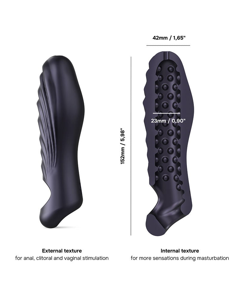 ManWan - Ryzer - Extenseur pénien et manchon de masturbation souple - Black Plum-Erotiekvoordeel.nl