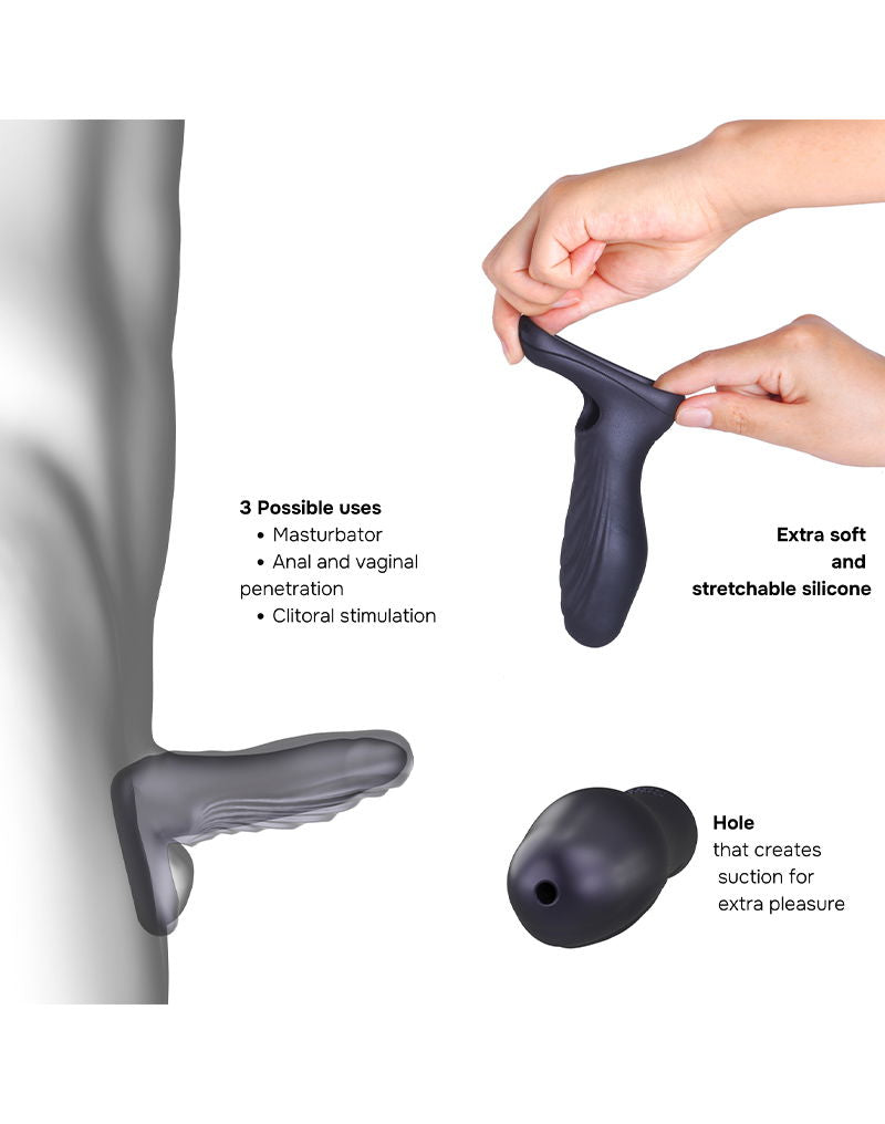 ManWan - Ryzer - Extenseur pénien et manchon de masturbation souple - Black Plum-Erotiekvoordeel.nl
