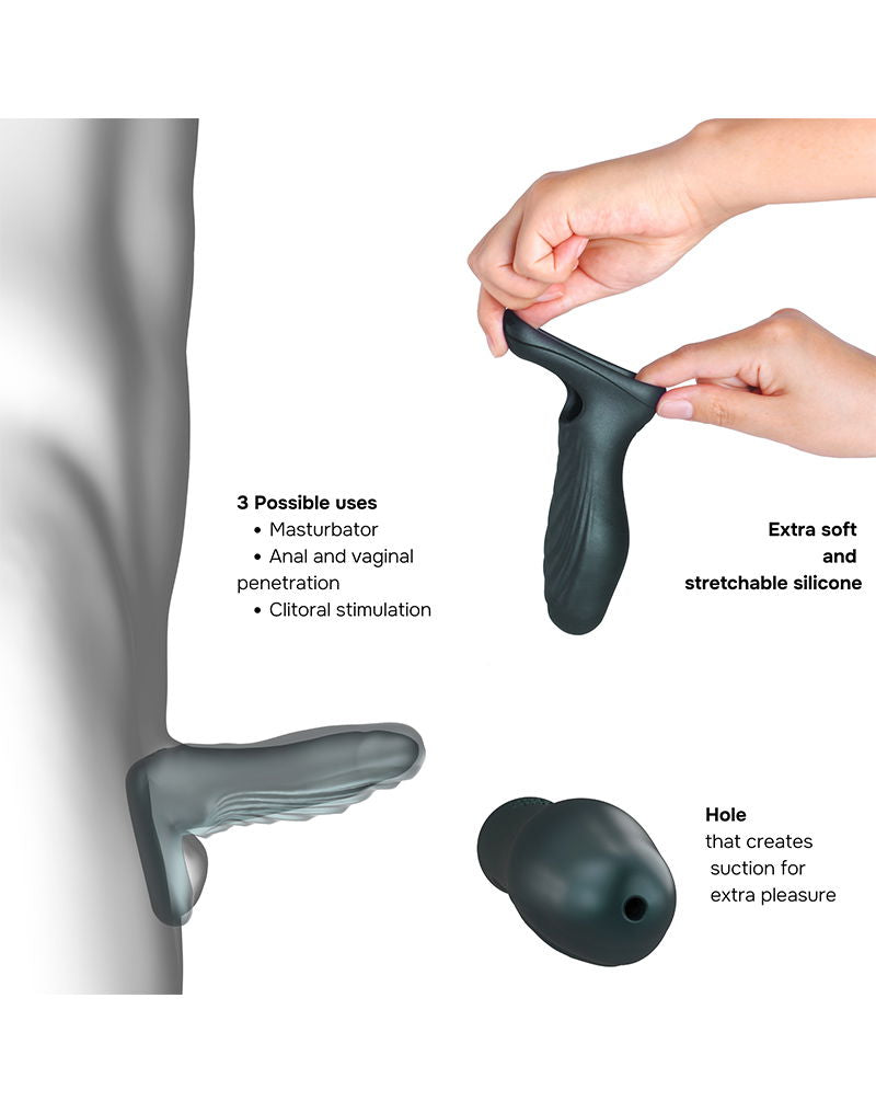 ManWan - Ryzer - Extenseur pénien et manchon de masturbation souple - Pine Grey-Erotiekvoordeel.nl