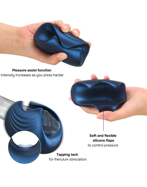 ManWan - Sub One - Vibrating Masturbator with Tapping Feature - Stellar Blue-Erotiekvoordeel.nl