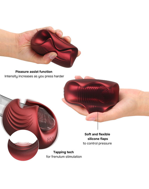 ManWan - Sub One - Vibrating Masturbator with Tapping Feature - Velvet Red-Erotiekvoordeel.nl