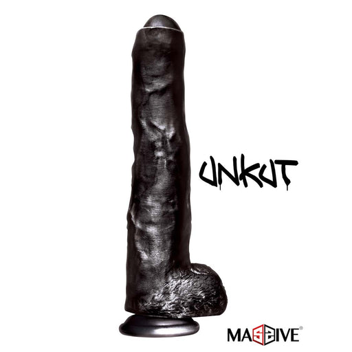 Massive - Big Black Cocks - Unkut - Onbesneden Dildo - PVC - 35 x 6,5 cm-Erotiekvoordeel.nl