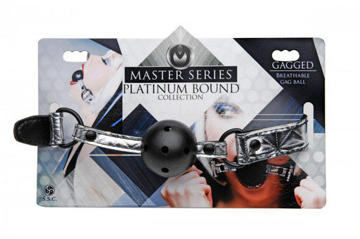 Master Series - Gagged - Mordaza de bola con agujeros - Aspecto metálico plateado-Erotiekvoordeel.nl