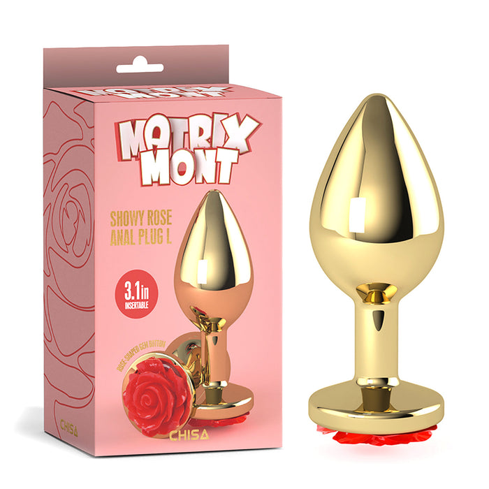 Matrix Mont - Showy Rose - Anaal Plug met Decoratieve Roos - Aluminium - Goud-Erotiekvoordeel.nl