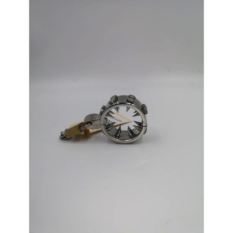 Kiotos Steel - Metalen Cockring Met Spikes Binnenkant En Hangslotje-Erotiekvoordeel.nl