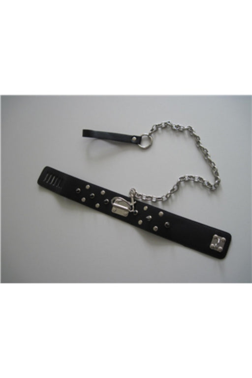 Mister B - Collar - Collar de cuero de arnés con remache cónico y correa de perro-Erotiekvoordeel.nl