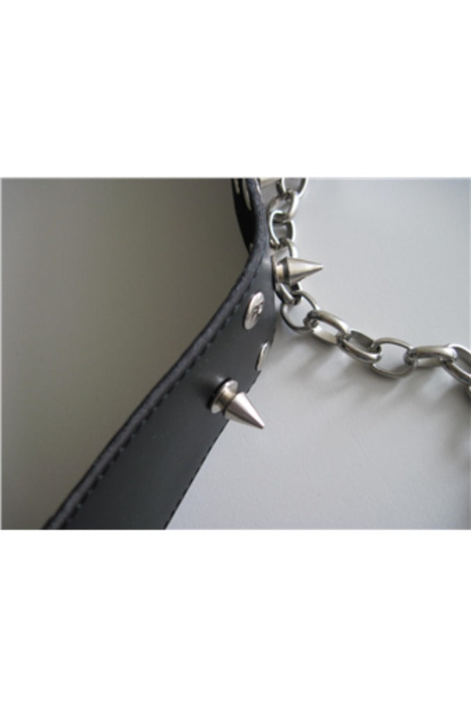 Mister B - Halsband - Halsband aus Riemenleder mit Kegelniete und Hundeleine - Erotiekvoordeel.nl