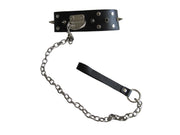 Mister B - Halsband - Halsband aus Riemenleder mit Kegelniete und Hundeleine - Erotiekvoordeel.nl