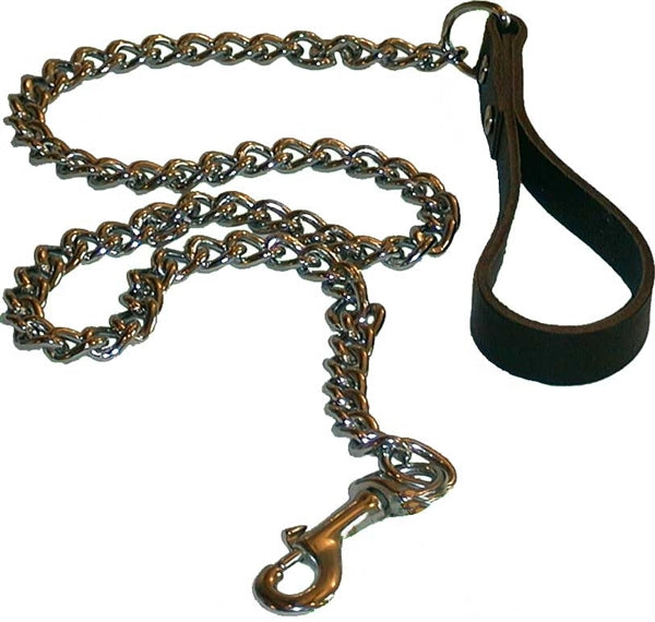 Mister B - Smycz Dla Psa - Metalowy łańcuch Z Skórzanym Uchwytem - Dog Leash Chain-Erotiekvoordeel.nl