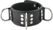 Mister B - Ruige Collar - Verschließbares Lederhalsband mit 3 D-Ringen - Verstellbar - Schwarz - Größe Small - Erotiekvoordeel.nl