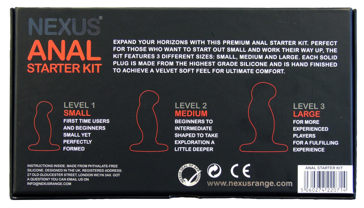 Nexus - Anal Starter Kit - 3 Siliconen Buttplugs - 3 maten - Zwart-Erotiekvoordeel.nl