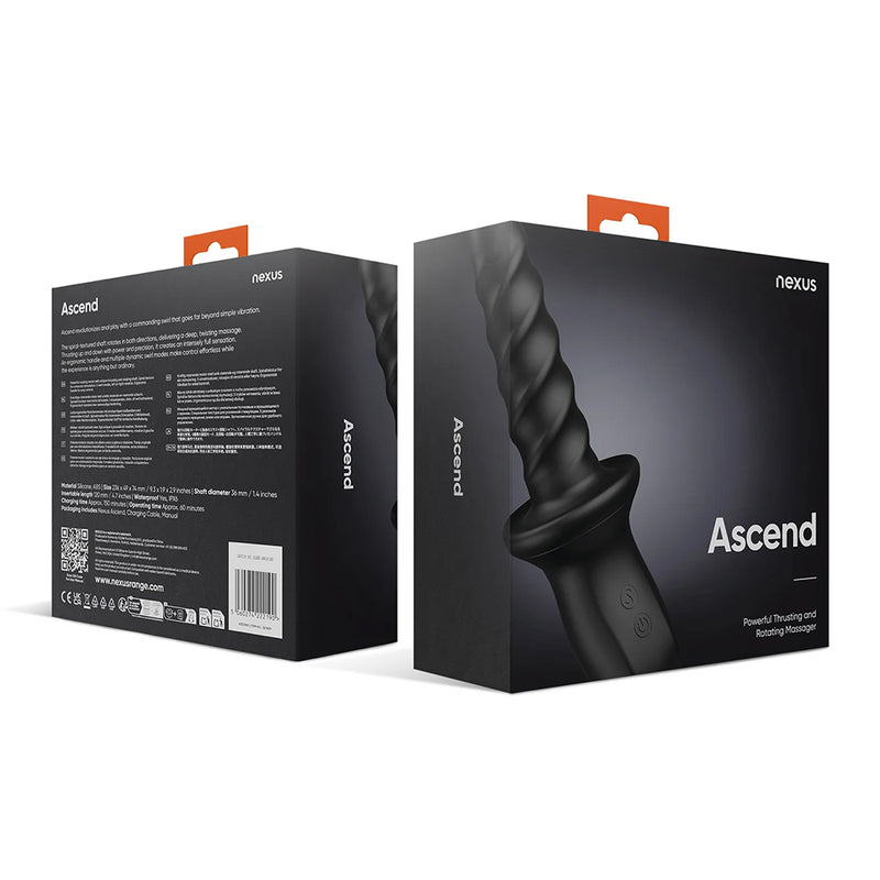 Nexus - Ascend - Vibromasseur à pulsations et rotatif avec poignée - Noir-Erotiekvoordeel.nl
