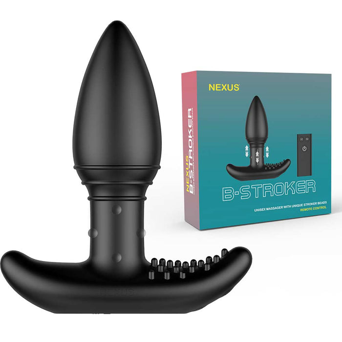 Nexus - B-Stroker - Masserende Buttplug met Strelende Nopjes voor Perineum - Zwart-Erotiekvoordeel.nl