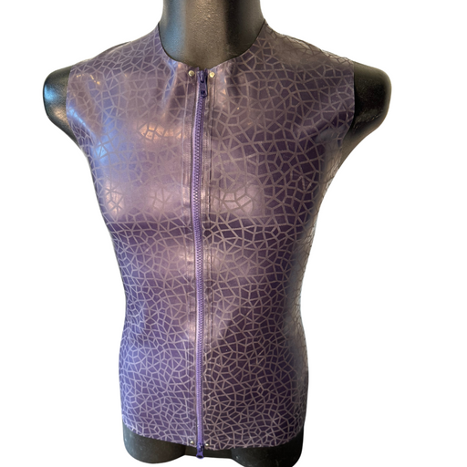 Latex 101 - Latex Herenshirt Mouwloos - Paars met Sahara Print - Maat M-Erotiekvoordeel.nl