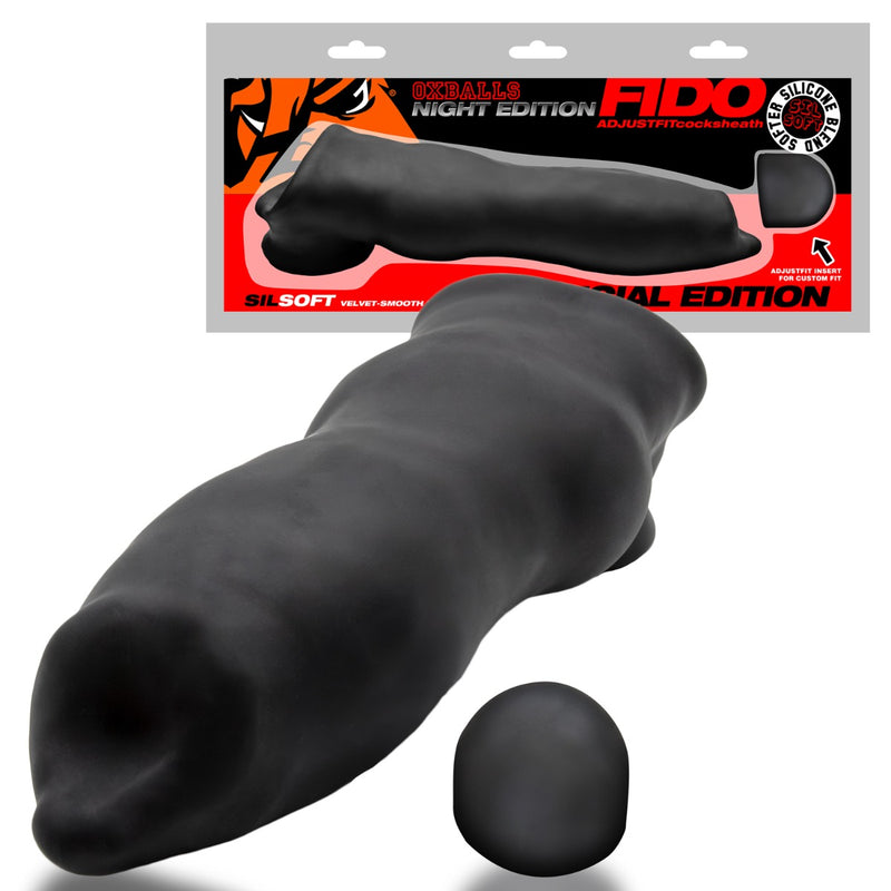 Oxballs - Fido - Puppy Play Penis-Hülle - Night Edition - Silikon/TPR - Schwarz - Erotiekvoordeel.nl