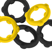 Oxballs - Gearheads - Zestaw Pierścieni Na Penisa Spinner - 5 Sztuk - Żółty/Czarny-Erotiekvoordeel.nl