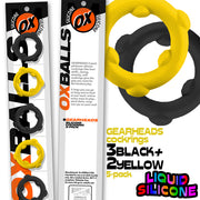 Oxballs - Gearheads - Zestaw Pierścieni Na Penisa Spinner - 5 Sztuk - Żółty/Czarny-Erotiekvoordeel.nl