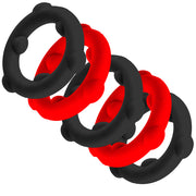 Oxballs - Gearheads - Set di anelli fallici Spinner - 5 pezzi - Rosso/Nero-Erotiekvoordeel.nl