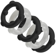 Oxballs - Gearheads - Spinner Cockringen Set - 5 stuks - Transparant/Zwart-Erotiekvoordeel.nl