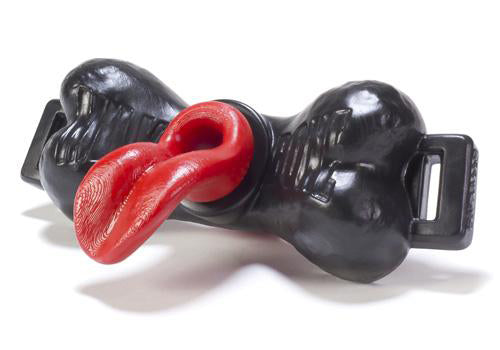 Oxballs - Milkbone Gag With Tongue Insert - Black | Red-Erotiekvoordeel.nl