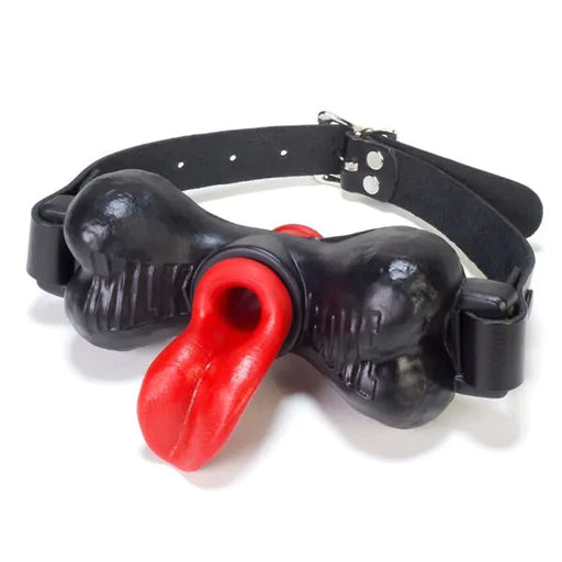 Oxballs - Milkbone Gag With Tongue Insert - Black | Red-Erotiekvoordeel.nl