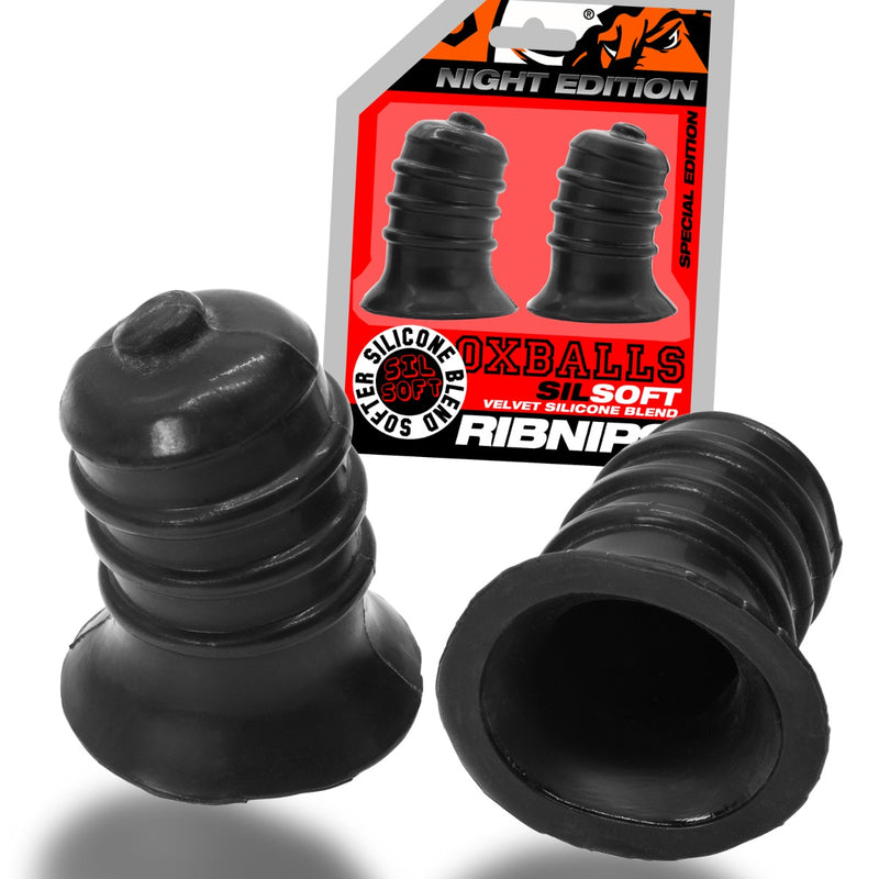 Oxballs - Ribnips - Succhiatori per capezzoli - Night Edition - Silicone/TPR - Nero-Erotiekvoordeel.nl