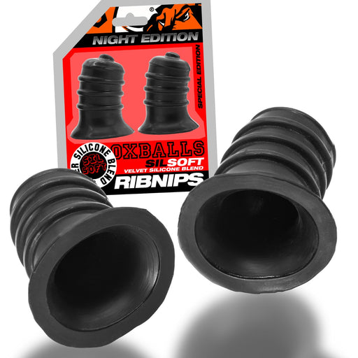 Oxballs - Ribnips - Succhiatori per capezzoli - Night Edition - Silicone/TPR - Nero-Erotiekvoordeel.nl