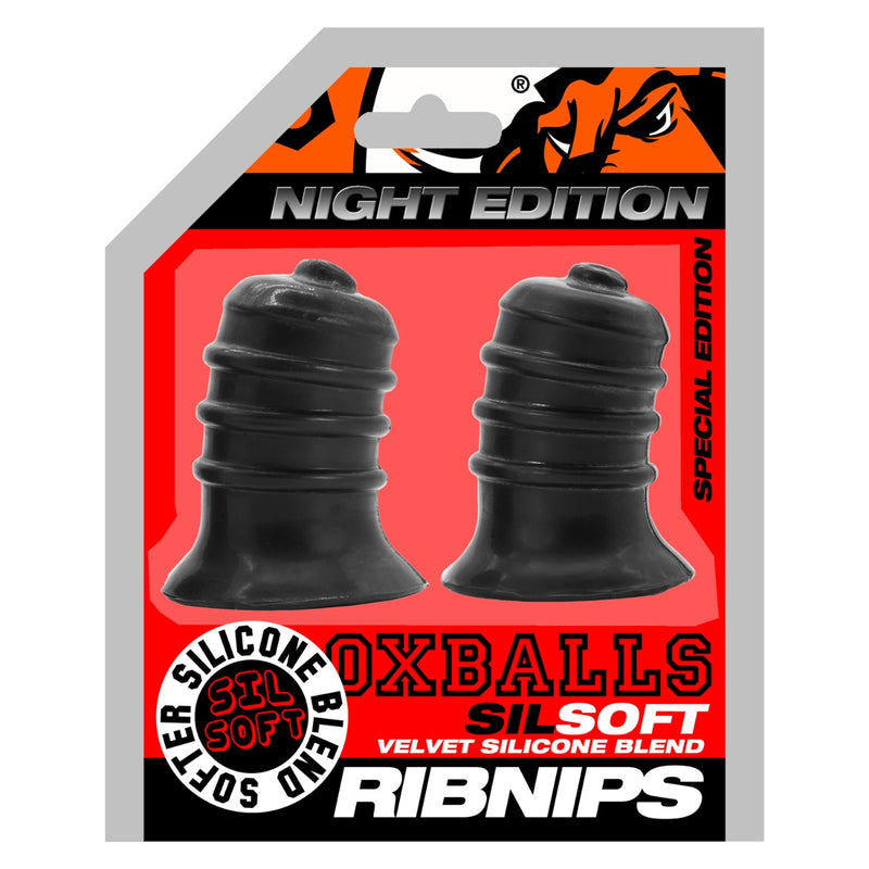 Oxballs - Ribnips - Succhiatori per capezzoli - Night Edition - Silicone/TPR - Nero-Erotiekvoordeel.nl