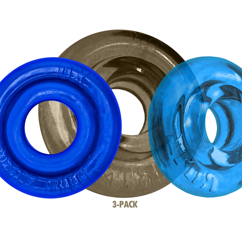 Oxballs - Rimringz - Multisize-Packung 3 Stück - Cool Blues - Blau/Transparent-Erotiekvoordeel.nl