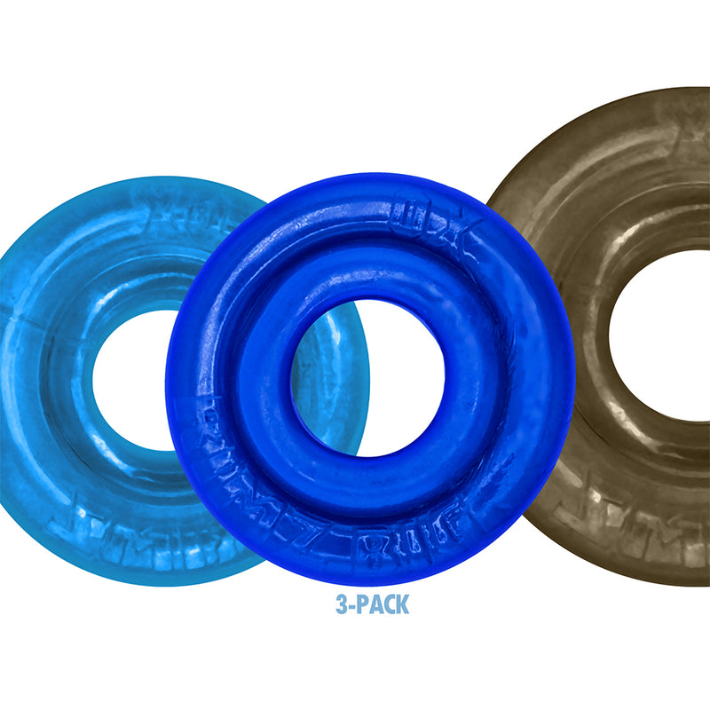 Oxballs - Rimringz - Multisize-Packung 3 Stück - Cool Blues - Blau/Transparent-Erotiekvoordeel.nl