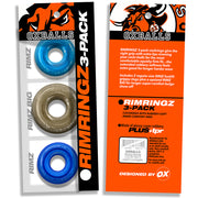 Oxballs - Rimringz - Multisize-Packung mit 3 Stück - Cool Blues - Blau/Transparent - Erotiekvoordeel.nl