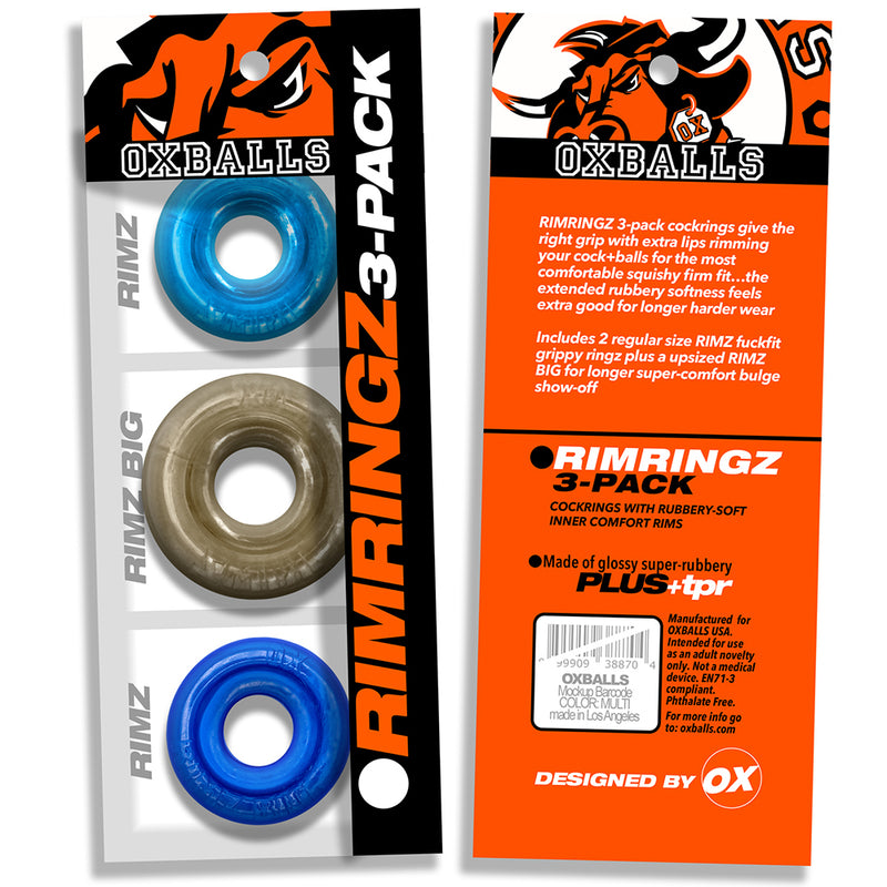 Oxballs - Rimringz - Multisize-Packung mit 3 Stück - Cool Blues - Blau/Transparent - Erotiekvoordeel.nl