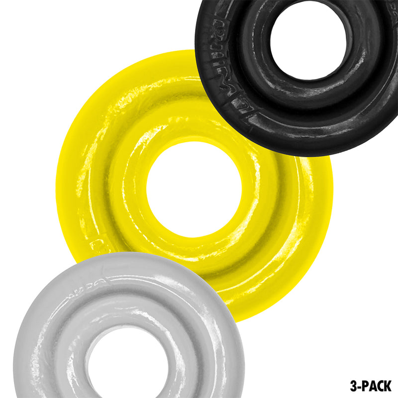 Oxballs - Rimringz - Multisize Pack of 3 - Shockwave - Yellow/Transparent/Black-Erotiekvoordeel.nl