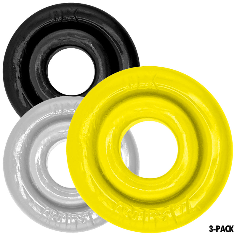 Oxballs - Rimringz - Multisize Pack of 3 - Shockwave - Yellow/Transparent/Black-Erotiekvoordeel.nl