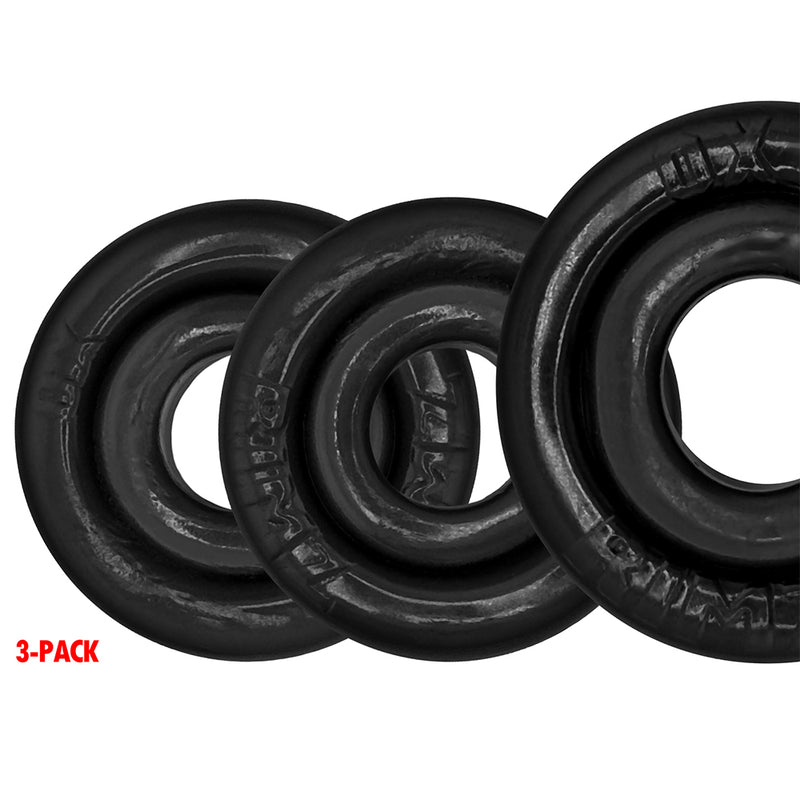 Oxballs - Rimringz - Pack multitalla de 3 unidades - Negro-Erotiekvoordeel.nl