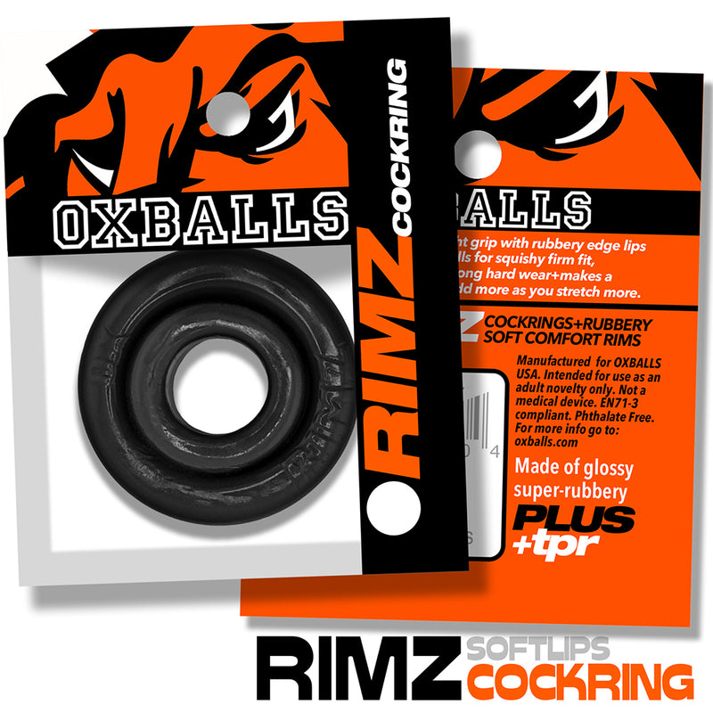 Oxballs - Rimz Softlips - Silicone/TPR Cock Ring - Black-Erotiekvoordeel.nl