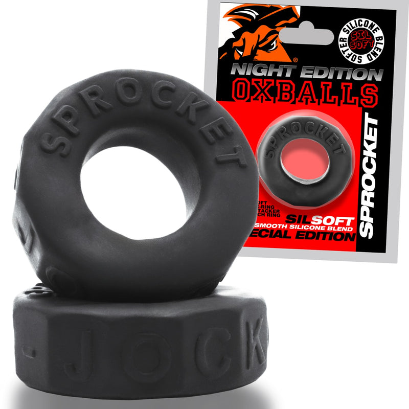 Oxballs - Cockring Sprocket - Édition Night - Silicone/TPR - Noir-Erotiekvoordeel.nl