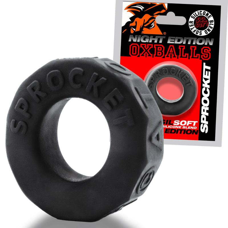 Oxballs - Cockring Sprocket - Édition Night - Silicone/TPR - Noir-Erotiekvoordeel.nl