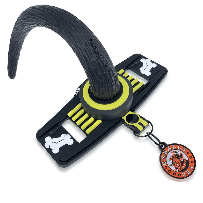 Oxballs - Tail Handler Show Tail - Plug anale con coda di cane - Nero/Giallo-Erotiekvoordeel.nl