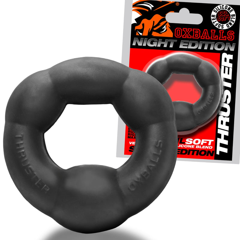 Oxballs - Anneau pénien Thruster - Édition Night - Silicone/TPR - Noir-Erotiekvoordeel.nl