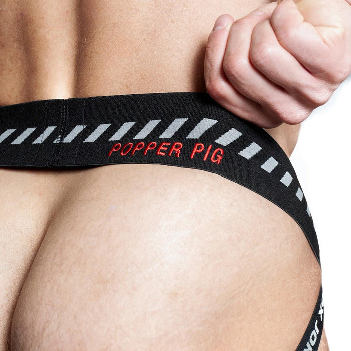 Oxjok Fisterjock - 3D Rubber Fist Jockstrap - Zwart/Rood-Erotiekvoordeel.nl