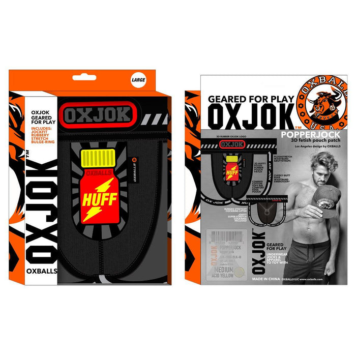 Oxjok Popperjock - 3D Rubber Huffer Jockstrap - Zwart/Rood-Erotiekvoordeel.nl