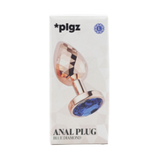 PLGZ - Diamond Facets Metalen Buttplug - Rosé Goud - Blauwe Siersteen - Verkrijgbaar in 3 maten-Erotiekvoordeel.nl