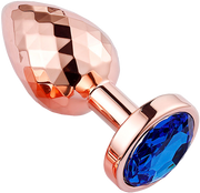 PLGZ - Diamond Facets Metalen Buttplug - Rosé Goud - Blauwe Siersteen - Verkrijgbaar in 3 maten-Erotiekvoordeel.nl