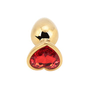 PLGZ - Plug anale in metallo a forma di cuore - Oro - Pietra decorativa rossa - Disponibile in 2 misure - Erotiekvoordeel.nl
