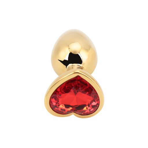 PLGZ - Plug anale in metallo a forma di cuore - Oro - Pietra decorativa rossa - Disponibile in 2 misure - Erotiekvoordeel.nl